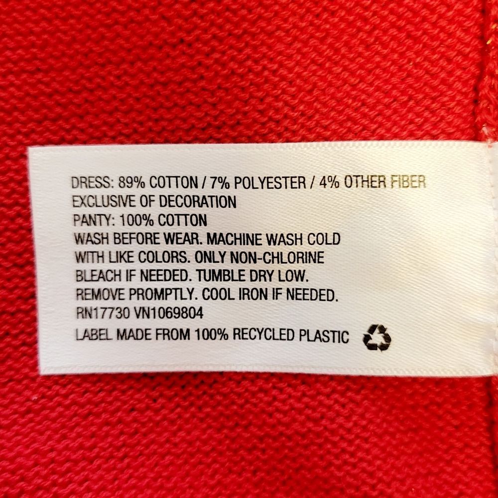 🔥 Cat & Jack Red Long Sleeve Dress Size 6-9M - Picture 4 of 4